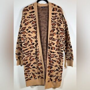 SPLENDID brown black cheetah print open long cardigan sz XS comfy